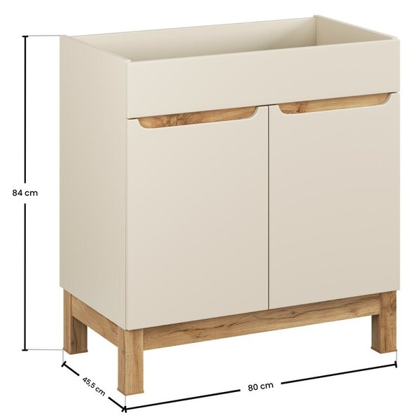 Comad Skrinka pod umývadlo Bali 2D 80 cm kašmír/dub wotan