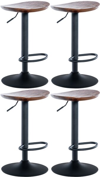 Barová stolička Skelde (SET 4 ks) ~ čierna podnož - Orech