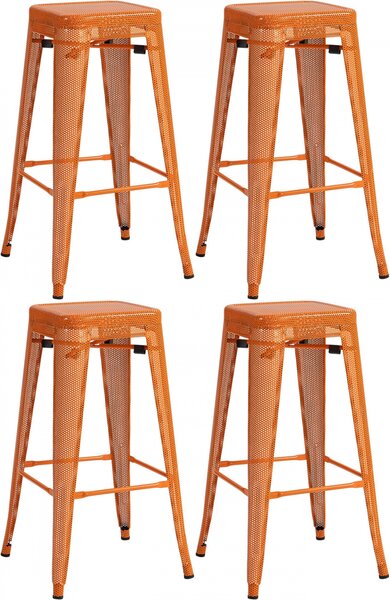 Kovová barová stolička Fletcher (SET 4 ks) - Oranžová