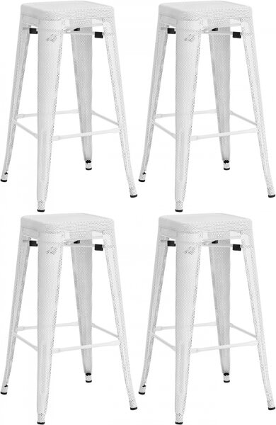 Kovová barová stolička Fletcher (SET 4 ks) - Biela