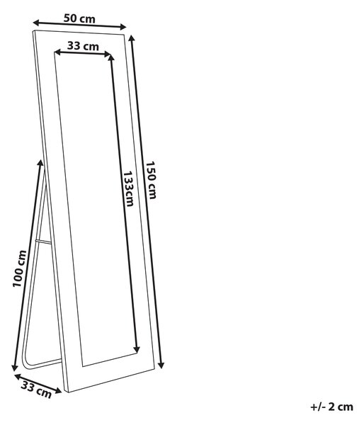 Stojace zrkadlo tmavosivý zamatový rám 50 x 150 cm ozdobné kryštáliky z akrylového skla glamour dizajn