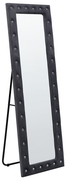 Stojace zrkadlo tmavosivý zamatový rám 50 x 150 cm ozdobné kryštáliky z akrylového skla glamour dizajn