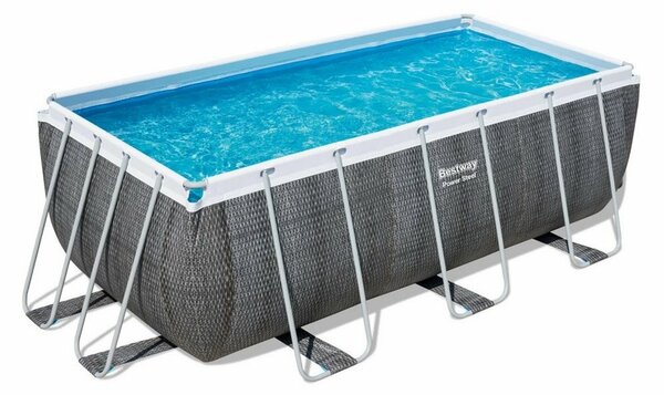 Bestway Obdĺžnikový nadzemný bazén Power Steel s kartušovou filtráciou a schodíkmi