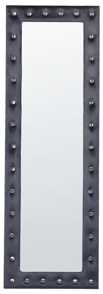 Stojace zrkadlo tmavosivý zamatový rám 50 x 150 cm ozdobné kryštáliky z akrylového skla glamour dizajn
