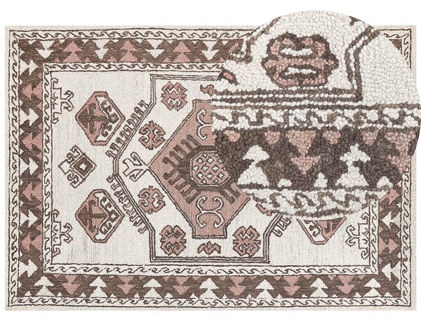 Koberec viacfarebný vlnený 160 x 230 cm s orientálnym geometrickým vzorom ručne všívaný boho obývacia izba spálňa