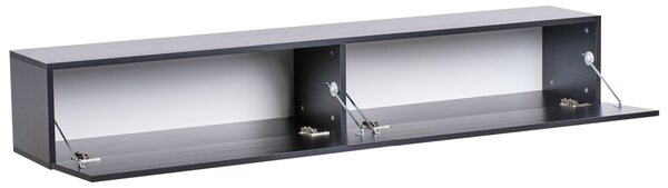 Závesná skrinka pod TV čierna 180 cm tv stolík na stenu minimalistický dizajn obývacia izba