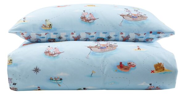 Modré bavlnené detské obliečky na jednolôžko 135x200 cm Pirates – Belle & Boo