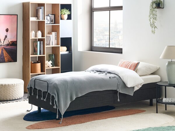 Elektricky polohovateľná posteľ tmavosivá polyester 80 x 200 cm diaľkové ovládanie nastaviteľná posteľ bez čela moderný štýl spálňa