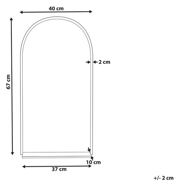 Nástenné zrkadlo s policou čierna medená 40 x 67 cm oválne závesné minimalistický dizajn