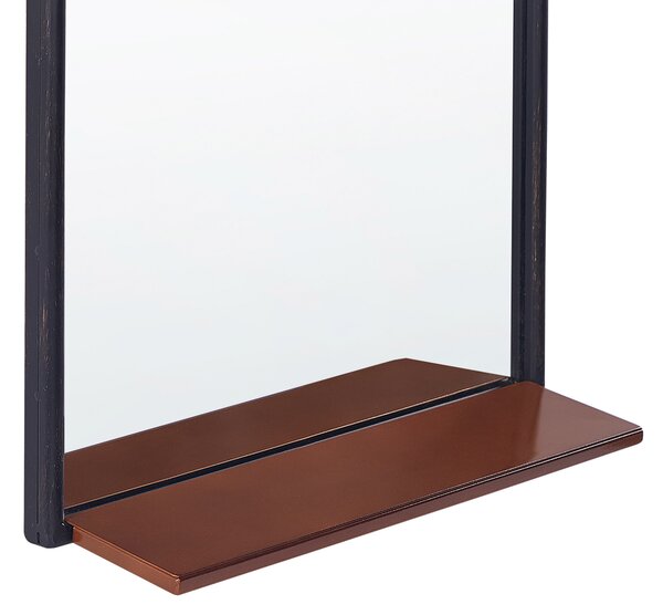 Nástenné zrkadlo s policou čierna medená 40 x 67 cm oválne závesné minimalistický dizajn