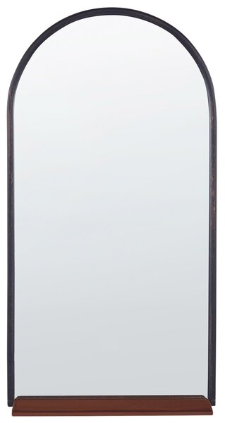Nástenné zrkadlo s policou čierna medená 40 x 67 cm oválne závesné minimalistický dizajn