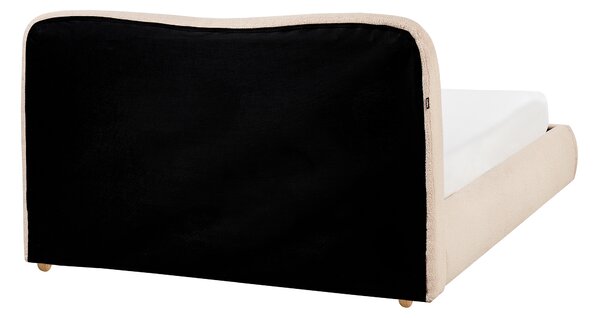 Posteľ s úložným priestorom béžová buklé čalúnenie 140 x 200 cm minimalistický moderný dizajn spálňa