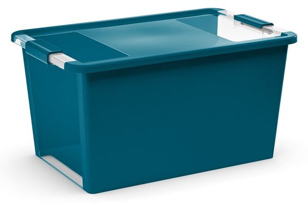 Plastový úložný box s vekom v petrolejovej farbe 55x35x28 cm Bi-Box – KIS