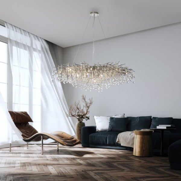 Paul Neuhaus 2031-55 - Luster na lanku ICICLE 15xG9/40W/230V 75x150 cm chróm