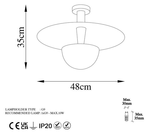 Stropné svietidlo v medenej farbe s kovovým tienidlom ø 48 cm Kurt – Opviq lights