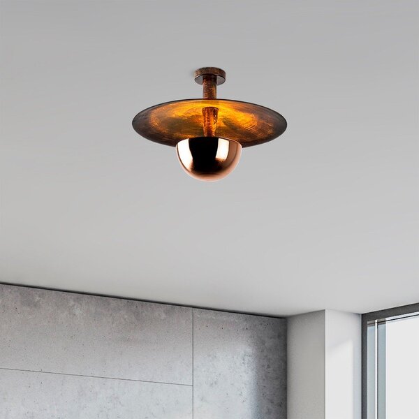 Stropné svietidlo v medenej farbe s kovovým tienidlom ø 48 cm Kurt – Opviq lights