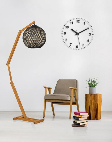 Opviq Stojacia lampa Beehive z masívu čierna/hnedá