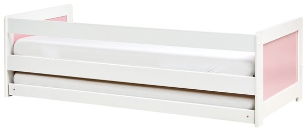 Rozkladacia posteľ ružová borovicové drevo 90 x 200 cm s výsuvným lôžkom detská izba spálňa