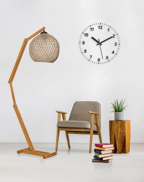 Opviq Stojacia lampa Beehive z masívu ecru/hnedá