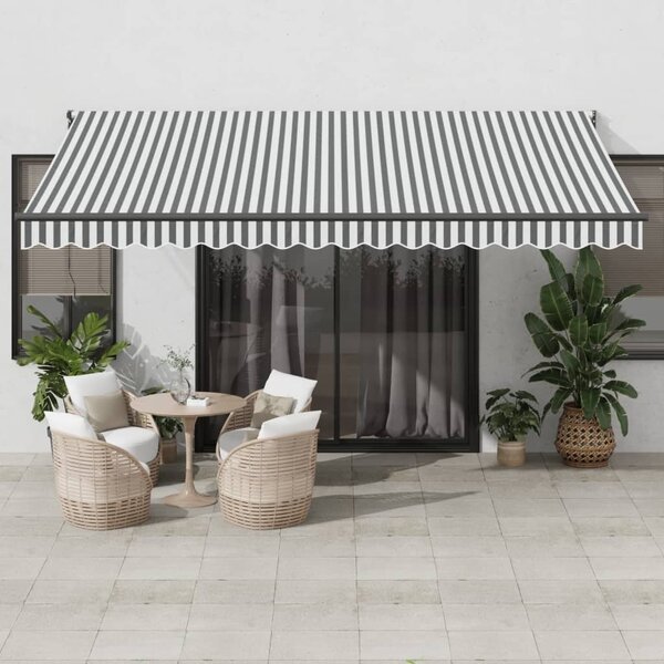 Maison Exclusive – Manuálna markíza, 4,5 x 3 m, pruhovaná (antracitová a biela)