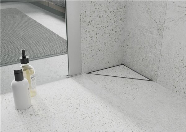 MAXMAX Trojuholníkový rohový sprchový žľab MEXEN FLAT 2v1 - 20 cm, 1010320