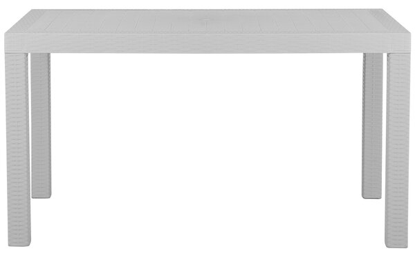 Záhradný jedálenský stôl svetlosivý plastový 140 x 80 cm obdĺžnikový pre 6 osôb vonkajší nábytok minimalistický dizajn