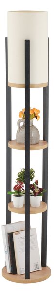 Opviq Stojacia lampa Nora II čierna/prírodný dub