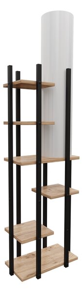 Opviq Stojacia lampa Nora IV čierna/prírodný dub