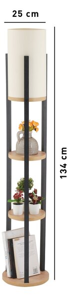 Opviq Stojacia lampa Nora II čierna/prírodný dub