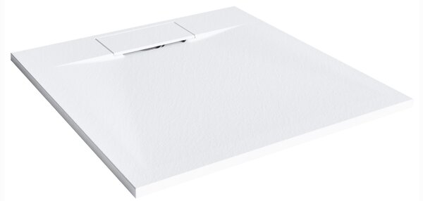 Sprchová vanička s odtokom biela SMC 90 x 90 x 3 cm štvorcový tvar efekt prírodného kameňa minimalistický štýl kúpeľňa