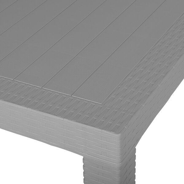Záhradný jedálenský stôl svetlosivý plastový 140 x 80 cm obdĺžnikový pre 6 osôb vonkajší nábytok minimalistický dizajn
