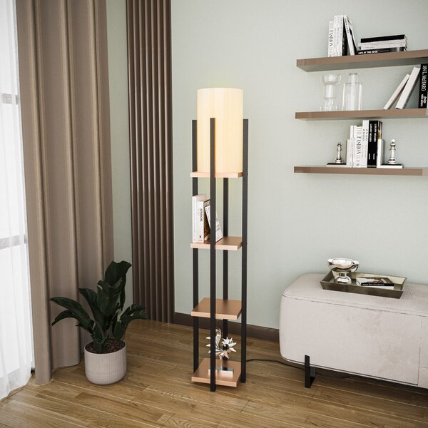 Opviq Stojacia lampa Nora V čierna/medená