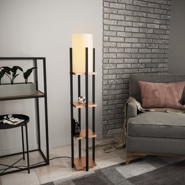Opviq Stojacia lampa Nora V čierna/medená