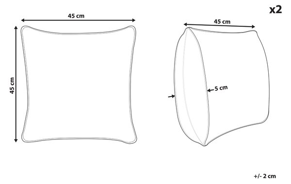 Sada 2 dekoratívnych vankúšov sivobéžová bavlnené obliečky so vzorom štvorcové vankúše 50 x 50 cm