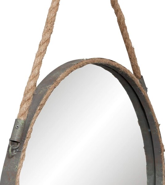 Okrúhle kovové zrkadlo s povrazom - Ø 47 * 3cm - Clayre & Eef