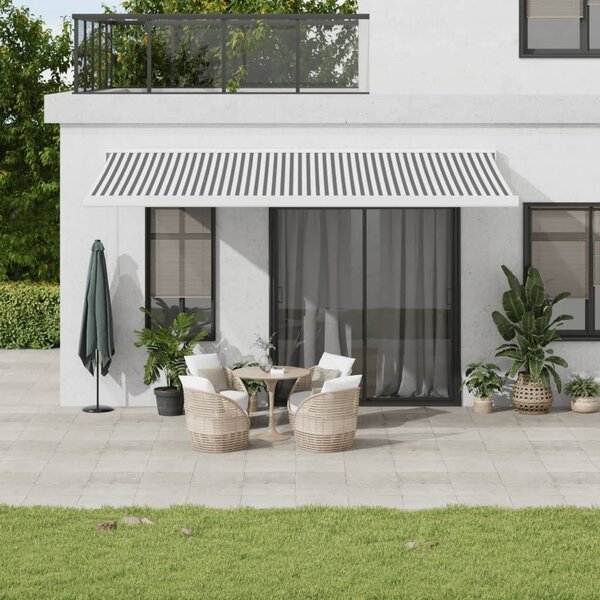 Maison Exclusive – Manuálna markíza, 5 x 3 m, pruhovaná (antracitová a biela)