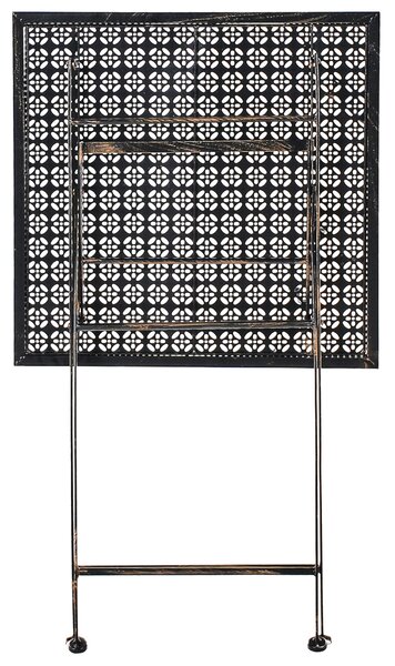 Záhradný stôl čierny kovový skladací štvorcový 60 x 60 cm UV odolný retro dizajn balkón terasa záhrada