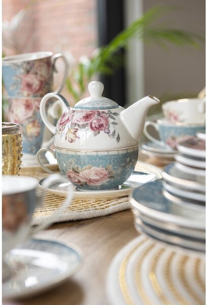 Porcelánový Tea for one Peony Rosé - 16 * 10 * 14 cm / 400 ml / 250 ml - Clayre & Eef