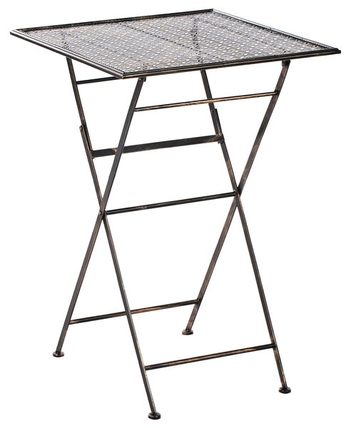 Záhradný stôl čierny kovový skladací štvorcový 60 x 60 cm UV odolný retro dizajn balkón terasa záhrada