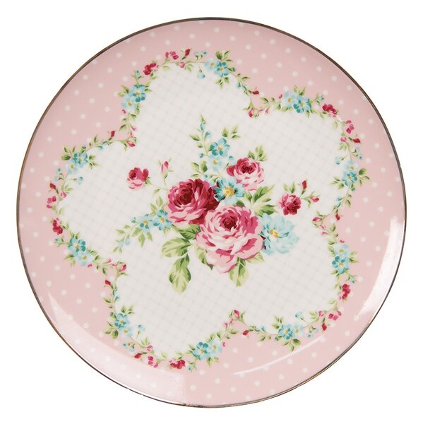 Ružový porcelánový dezetný tanierik Laverne - Ø 20*2 cm - Clayre & Eef