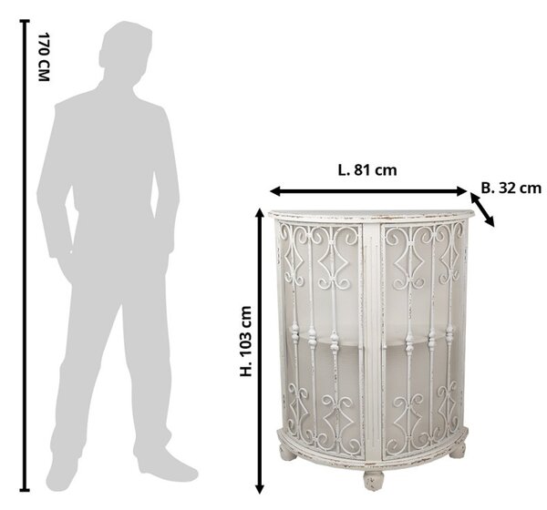Krémová antik polguľatá drevená skrinka Kolun - 81*32*103 cm - Clayre & Eef