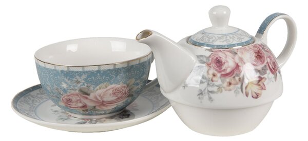 Porcelánový Tea for one Peony Rosé - 16 * 10 * 14 cm / 400 ml / 250 ml - Clayre & Eef