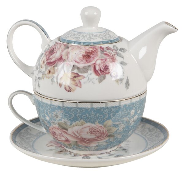 Porcelánový Tea for one Peony Rosé - 16 * 10 * 14 cm / 400 ml / 250 ml - Clayre & Eef