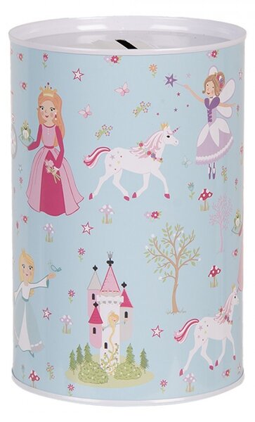 Modrá plechová dóza pokladnička princeznej - Ø 10*15 cm - Clayre & Eef