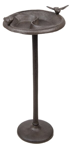 Hnedé liatinové náustok/krmítko pre vtáčiky na vysokej nohe - 23*25*52 cm - Clayre & Eef