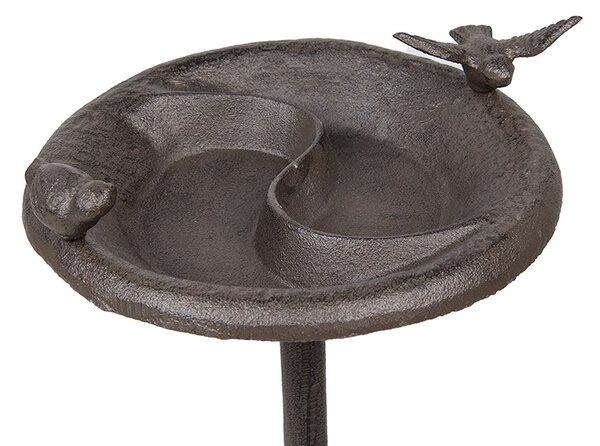 Hnedé liatinové náustok/krmítko pre vtáčiky na vysokej nohe - 23*25*52 cm - Clayre & Eef