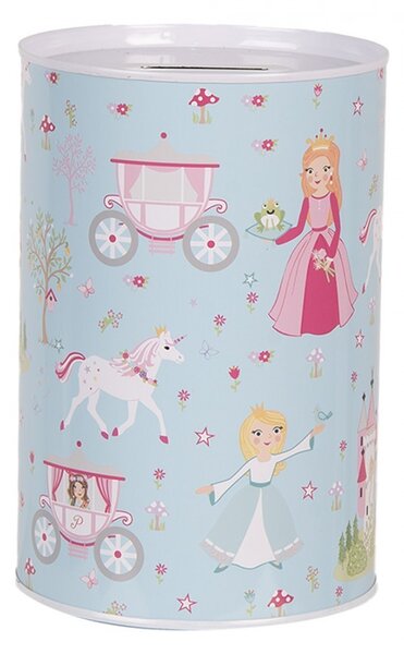Modrá plechová dóza pokladnička princeznej - Ø 10*15 cm - Clayre & Eef