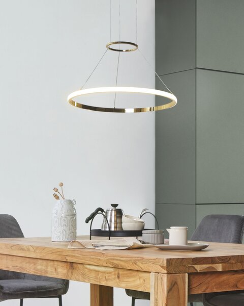 Závesná lampa zlatá hliníková kovová s integrovaným LED svetlom okrúhla moderné glamour svietidlo