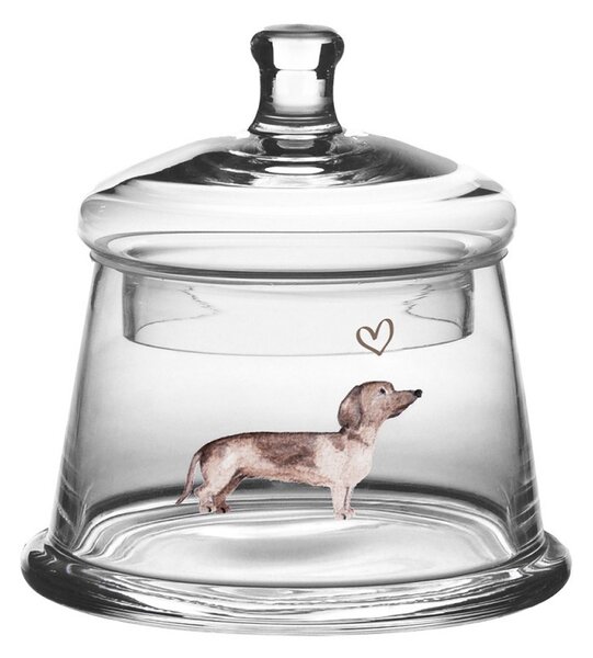 Sklenená dóza s jazvečíkom Dachshund Love - Ø 12*13 cm - Clayre & Eef