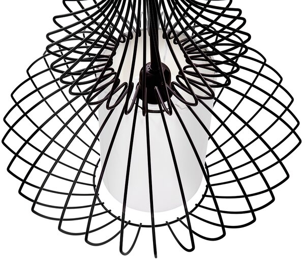 Závesná lampa čierna kovové tienidlo v tvare klietky industriálny glamour dizajn